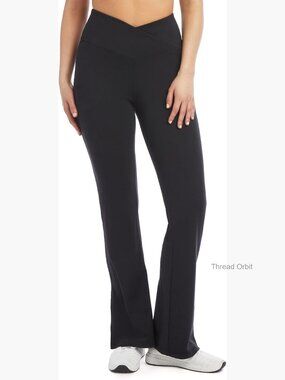 Side Slit Flare Leg Yoga Pants, V-Waist, 31" Inseam, Stretchy Polyester Spandex